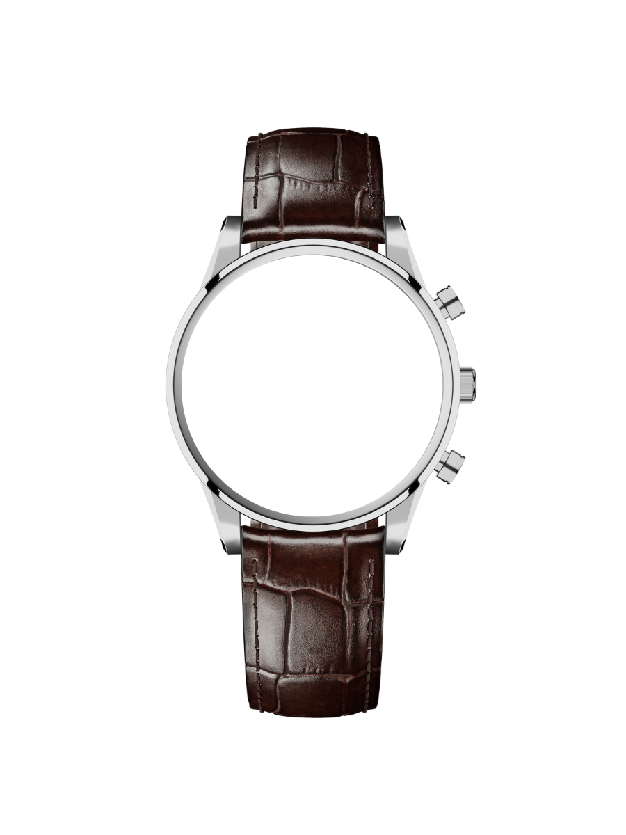 Brown leather strap with steel buckle