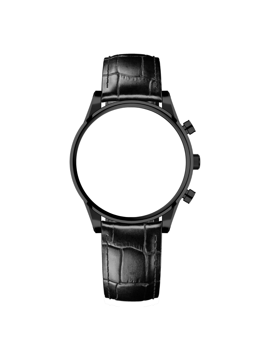 Black leather strap with black buckle