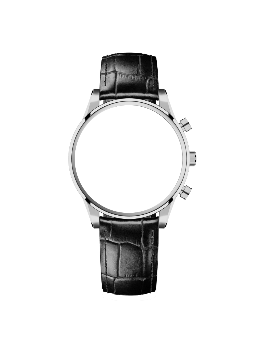 Black Leather strap with steel buckle