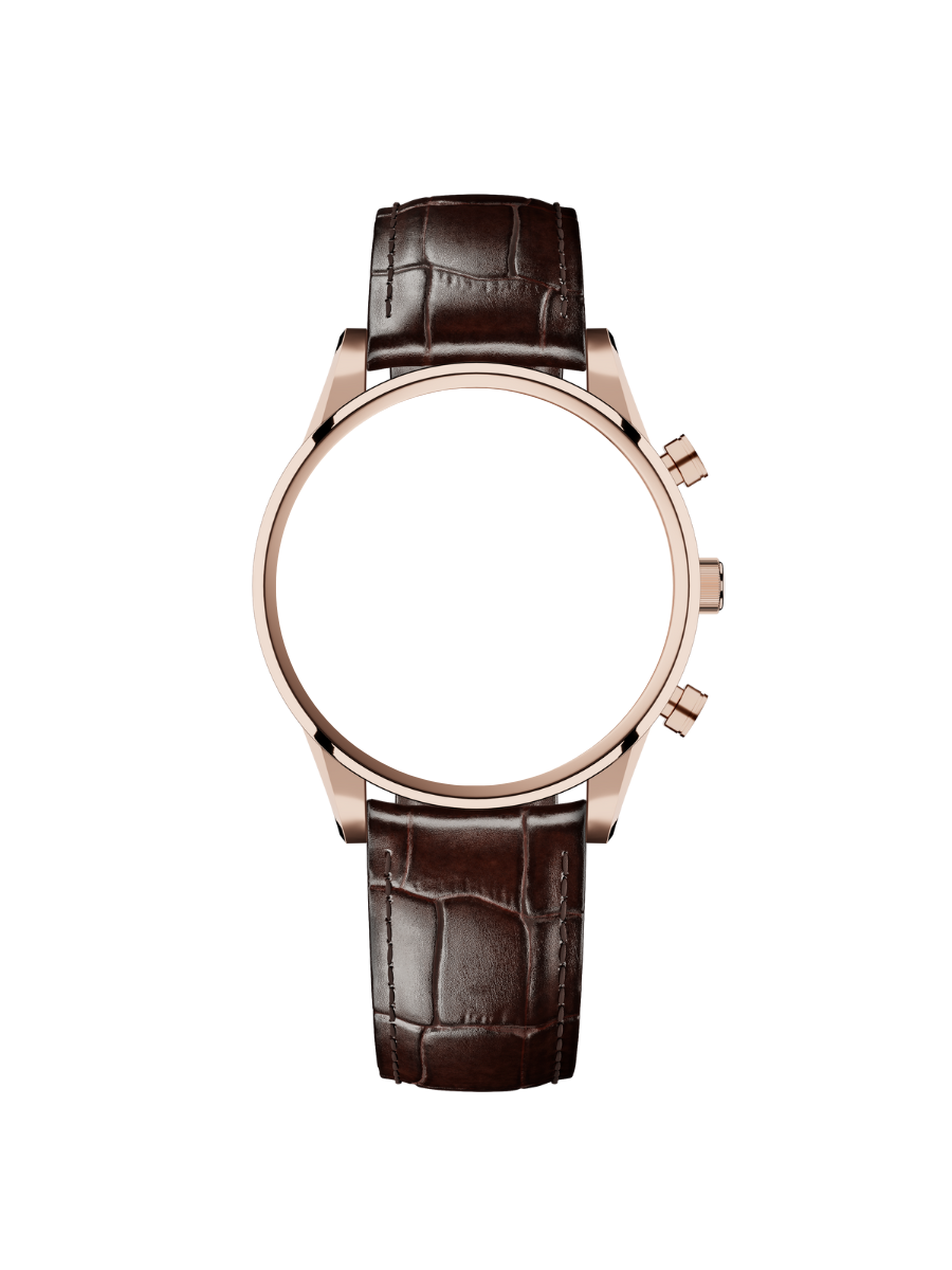 Brown leather strap with rosegold buckle