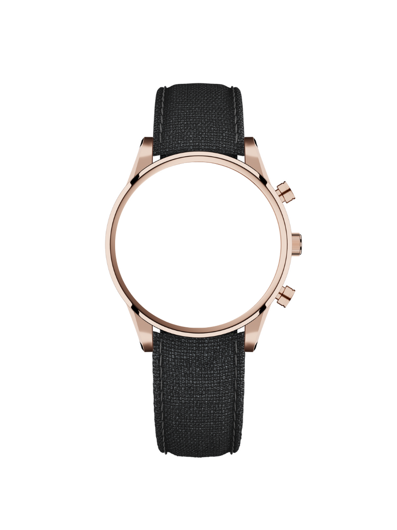 Black canvas strap with rosegold buckle